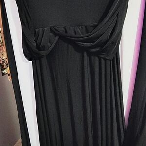 Ashley Stewart Black Draped Maxi Dress